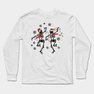 Dancing Christmas Skeleton Long Sleeve T-Shirt